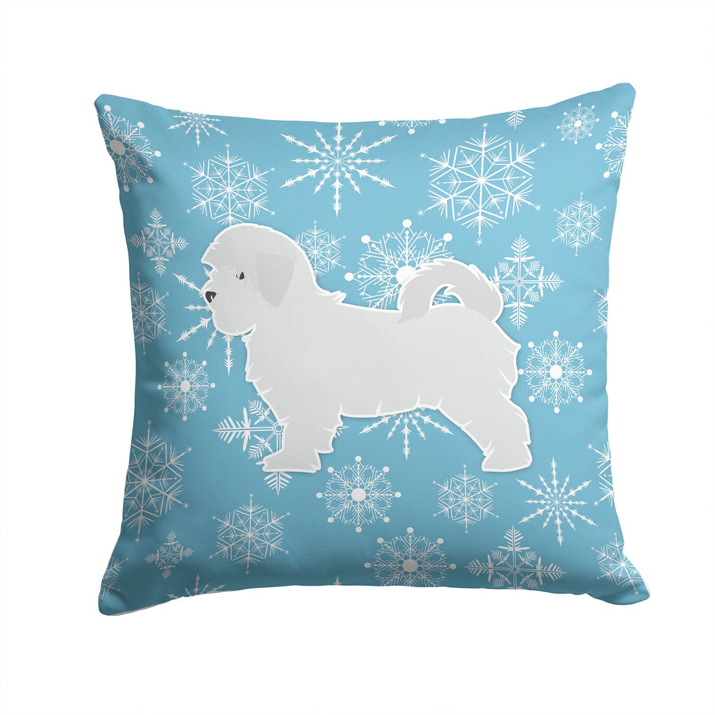 Winter Snowflake Maltese Decorative Throw Pillow 14x14 Indoor Outdoor Accent Cushion, Fabric Cover with Insert for Sofa, Bed, Porch & Living Room