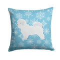 Winter Snowflake Maltese Decorative Throw Pillow 14x14 Indoor Outdoor Accent Cushion, Fabric Cover with Insert for Sofa, Bed, Porch & Living Room