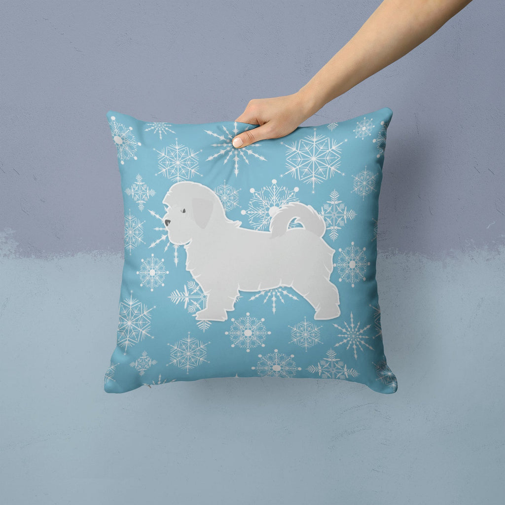 Winter Snowflake Maltese Decorative Throw Pillow 14x14 Indoor Outdoor Accent Cushion, Fabric Cover with Insert for Sofa, Bed, Porch & Living Room