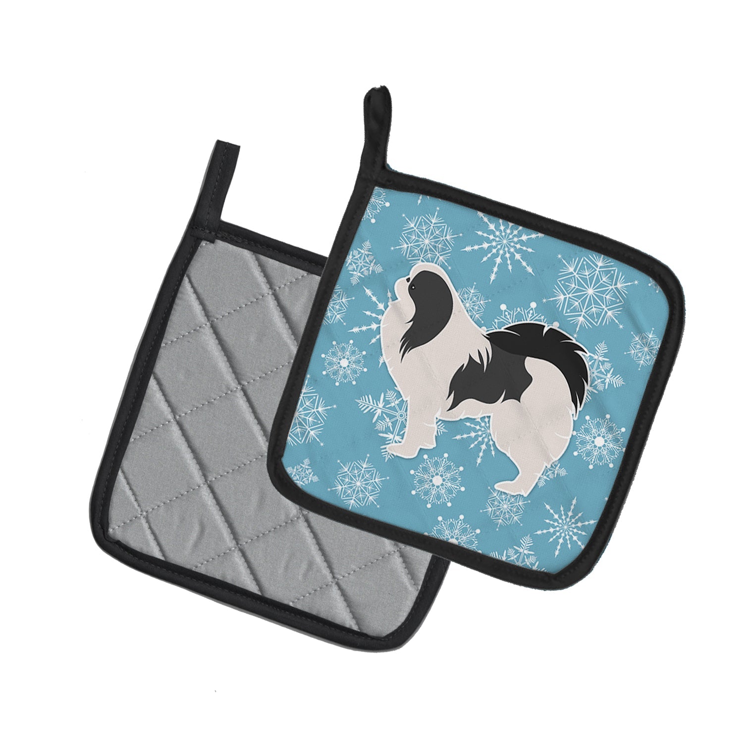 Winter Snowflake Japanese Chin Pot Holder Set of 2 Heat Resistant Quilted Hot Pads 7.5 x 7.5 Inch, Insulated Kitchen Trivets for Cooking & Baking
