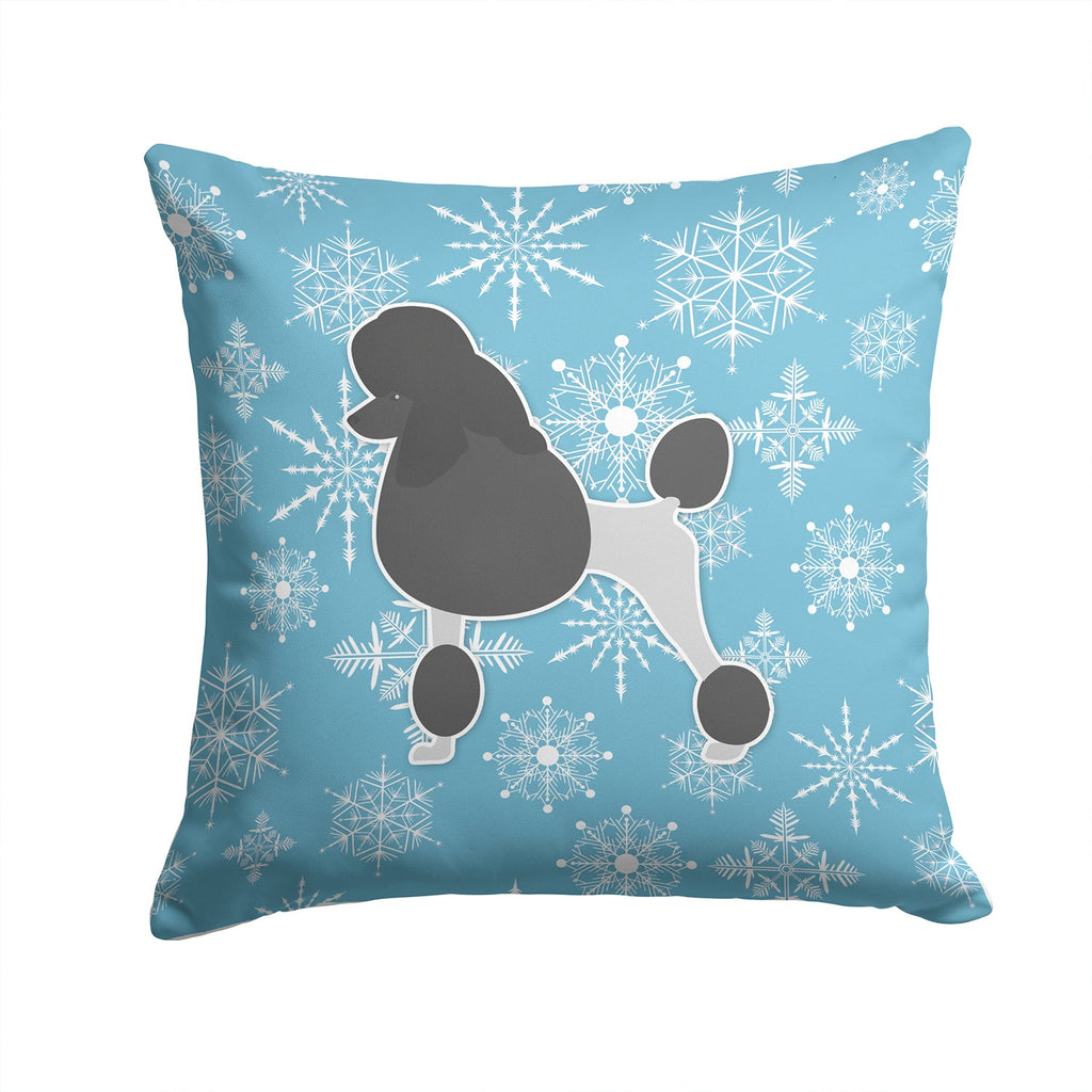 Winter Snowflake Poodle Decorative Throw Pillow 14x14 Indoor Outdoor Accent Cushion, Fabric Cover with Insert for Sofa, Bed, Porch & Living Room