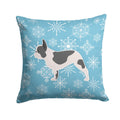 Winter Snowflake French Bulldog Decorative Throw Pillow 14x14 Indoor Outdoor Accent Cushion, Fabric Cover with Insert for Sofa, Bed, Porch & Living Room