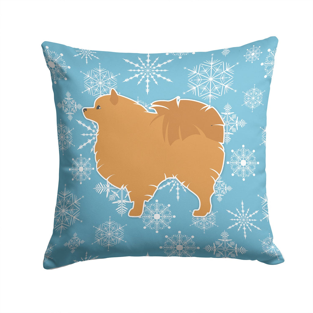 Winter Snowflake Pomeranian Decorative Throw Pillow 14x14 Indoor Outdoor Accent Cushion, Fabric Cover with Insert for Sofa, Bed, Porch & Living Room