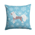 Winter Snowflake Chinese Crested Decorative Throw Pillow 14x14 Indoor Outdoor Accent Cushion, Fabric Cover with Insert for Sofa, Bed, Porch & Living Room