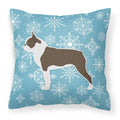 Winter Snowflake Boston Terrier Decorative Throw Pillow 18x18 Indoor Outdoor Accent Cushion, Fabric Cover with Insert for Sofa, Bed, Porch & Living Room