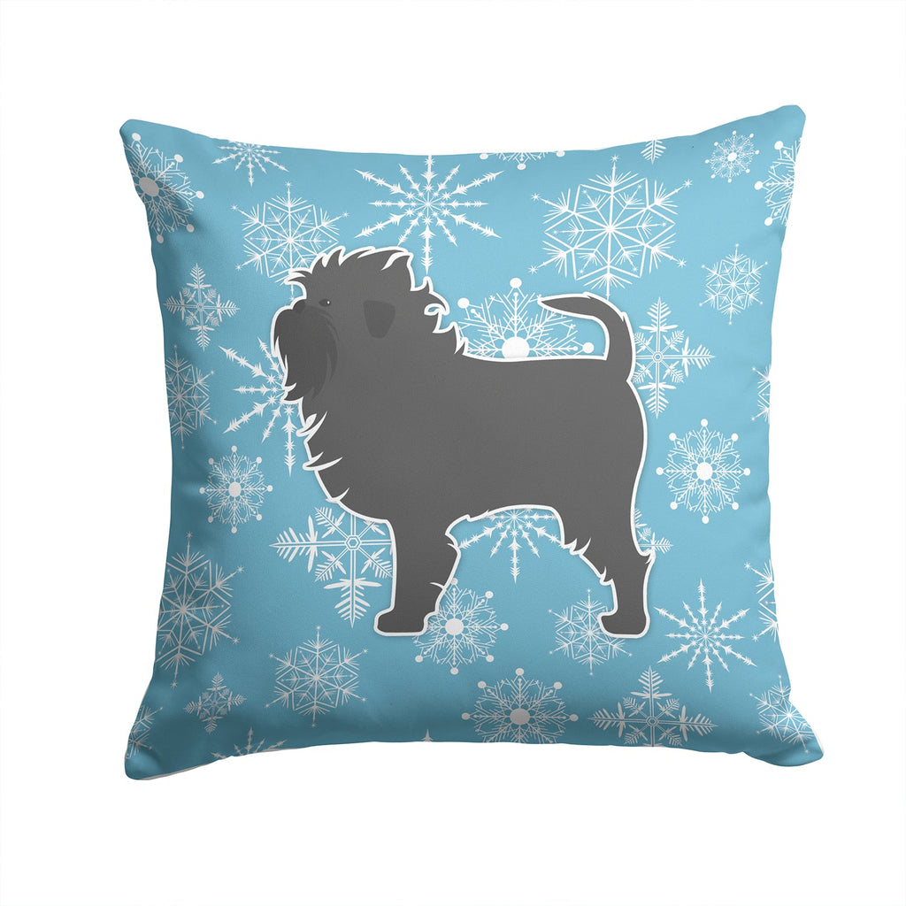 Winter Snowflake Affenpinscher Decorative Throw Pillow 14x14 Indoor Outdoor Accent Cushion, Fabric Cover with Insert for Sofa, Bed, Porch & Living Room