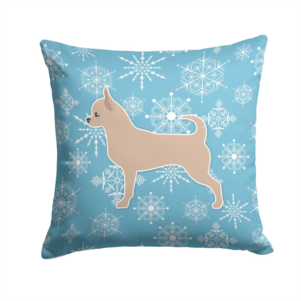 Winter Snowflake Chihuahua Decorative Throw Pillow 14x14 Indoor Outdoor Accent Cushion, Fabric Cover with Insert for Sofa, Bed, Porch & Living Room