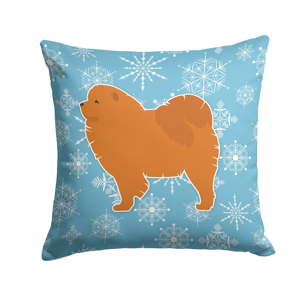 Winter Snowflake Chow Chow Decorative Throw Pillow 14x14 Indoor Outdoor Accent Cushion, Fabric Cover with Insert for Sofa, Bed, Porch & Living Room