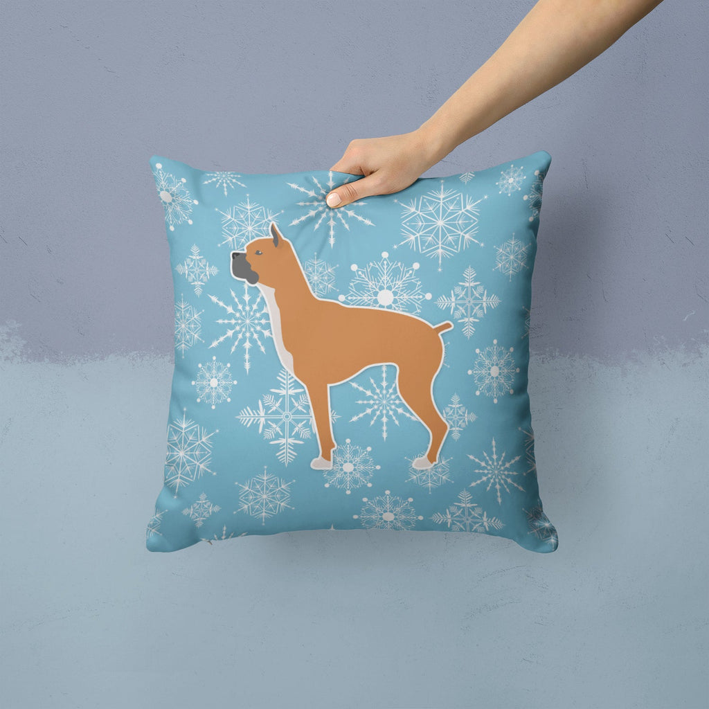 Winter Snowflake Boxer Decorative Throw Pillow 14x14 Indoor Outdoor Accent Cushion, Fabric Cover with Insert for Sofa, Bed, Porch & Living Room