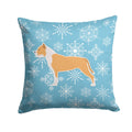 Winter Snowflake Staffordshire Bull Terrier Decorative Throw Pillow 14x14 Indoor Outdoor Accent Cushion, Fabric Cover with Insert for Sofa, Bed, Porch & Living Room