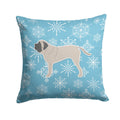 Winter Snowflake English Mastiff Decorative Throw Pillow 14x14 Indoor Outdoor Accent Cushion, Fabric Cover with Insert for Sofa, Bed, Porch & Living Room