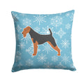 Winter Snowflake Airedale Terrier Decorative Throw Pillow 14x14 Indoor Outdoor Accent Cushion, Fabric Cover with Insert for Sofa, Bed, Porch & Living Room