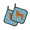 Winter Snowflake Leonberger Pot Holder Set of 2 Heat Resistant Quilted Hot Pads 7.5 x 7.5 Inch, Insulated Kitchen Trivets for Cooking & Baking
