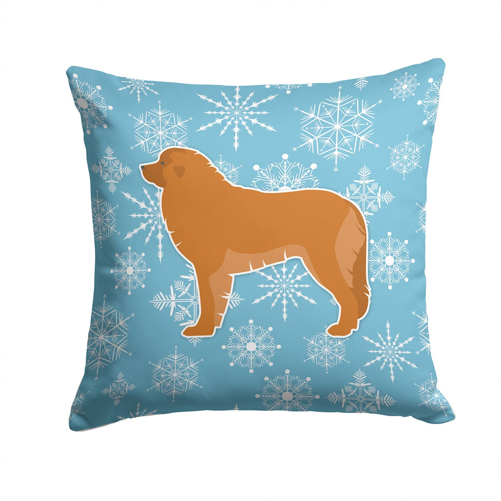 Winter Snowflake Leonberger Decorative Throw Pillow 14x14 Indoor Outdoor Accent Cushion, Fabric Cover with Insert for Sofa, Bed, Porch & Living Room