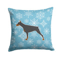 Winter Snowflake Doberman Pinscher Decorative Throw Pillow 14x14 Indoor Outdoor Accent Cushion, Fabric Cover with Insert for Sofa, Bed, Porch & Living Room