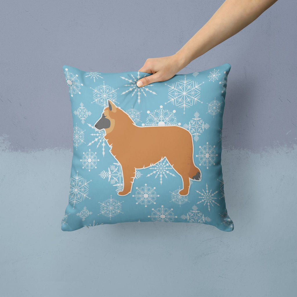 Winter Snowflake Belgian Shepherd Decorative Throw Pillow 14x14 Indoor Outdoor Accent Cushion, Fabric Cover with Insert for Sofa, Bed, Porch & Living Room