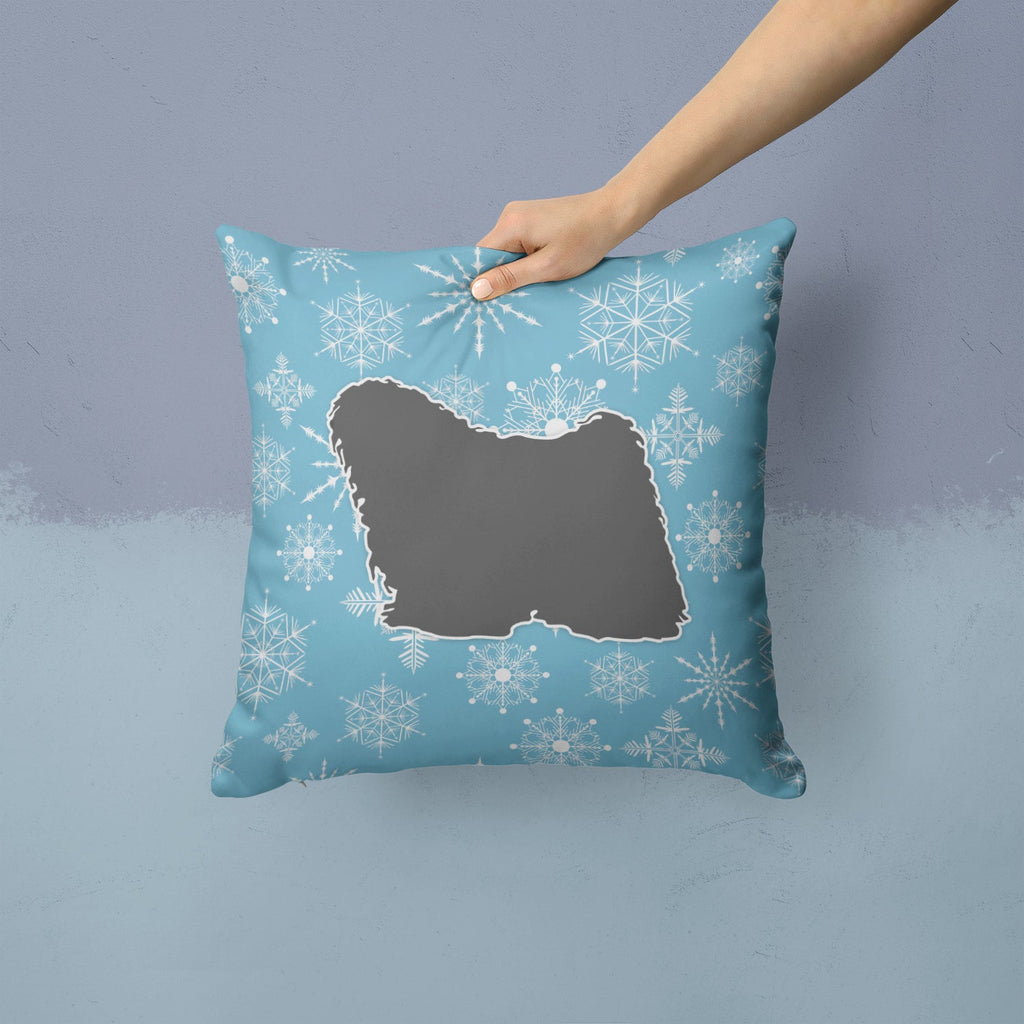 Winter Snowflake Puli Decorative Throw Pillow 14x14 Indoor Outdoor Accent Cushion, Fabric Cover with Insert for Sofa, Bed, Porch & Living Room