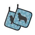 Winter Snowflake Newfoundland Pot Holder Set of 2 Heat Resistant Quilted Hot Pads 7.5 x 7.5 Inch, Insulated Kitchen Trivets for Cooking & Baking