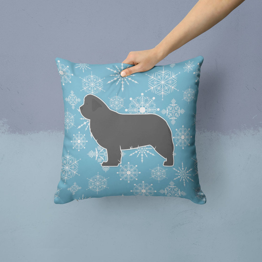 Winter Snowflake Newfoundland Decorative Throw Pillow 14x14 Indoor Outdoor Accent Cushion, Fabric Cover with Insert for Sofa, Bed, Porch & Living Room