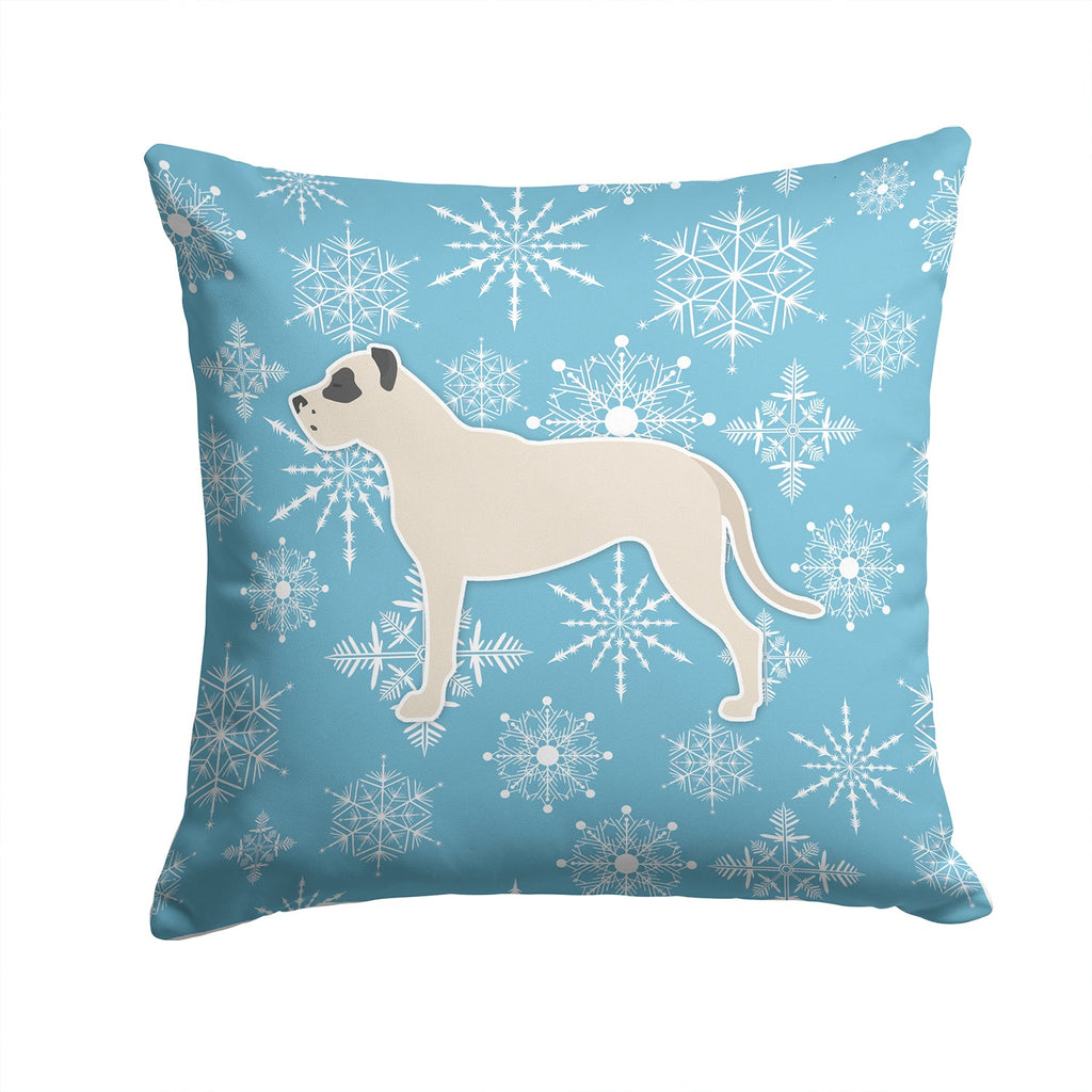 Winter Snowflake Dogo Argentino Decorative Throw Pillow 14x14 Indoor Outdoor Accent Cushion, Fabric Cover with Insert for Sofa, Bed, Porch & Living Room