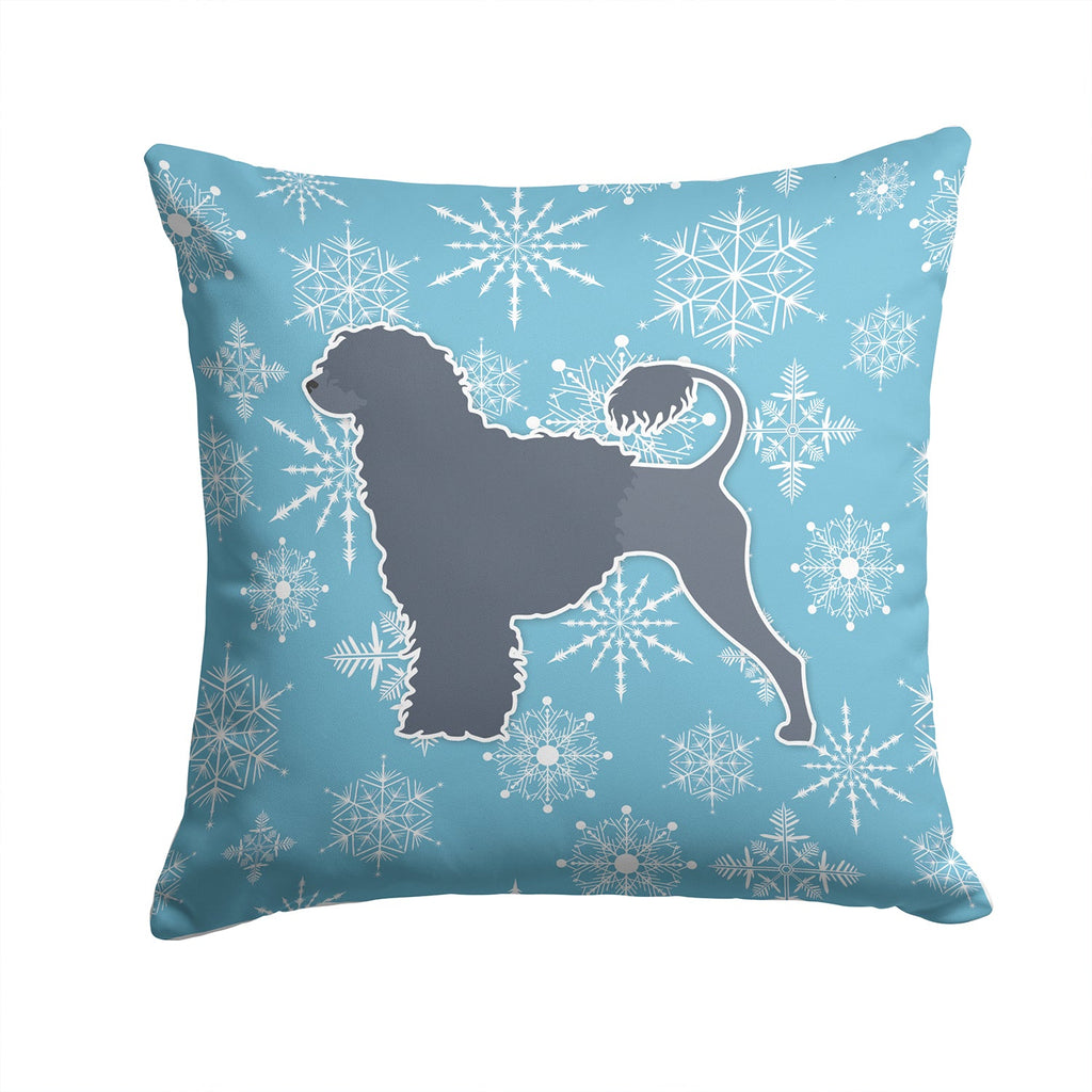 Winter Snowflake Portuguese Water Dog Decorative Throw Pillow 14x14 Indoor Outdoor Accent Cushion, Fabric Cover with Insert for Sofa, Bed, Porch & Living Room