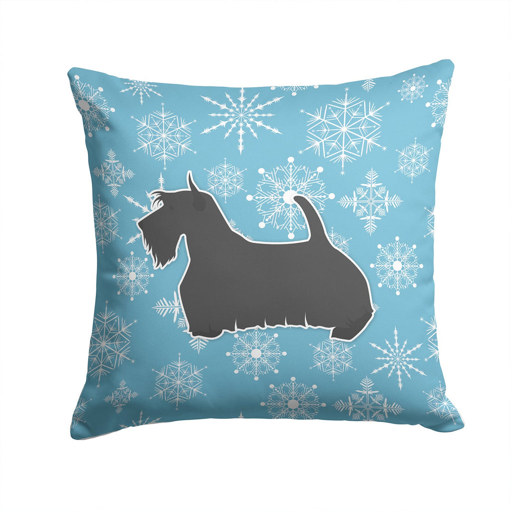 Winter Snowflake Scottish Terrier Decorative Throw Pillow 14x14 Indoor Outdoor Accent Cushion, Fabric Cover with Insert for Sofa, Bed, Porch & Living Room