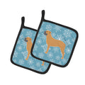 Winter Snowflake Bullmastiff Pot Holder Set of 2 Heat Resistant Quilted Hot Pads 7.5 x 7.5 Inch, Insulated Kitchen Trivets for Cooking & Baking