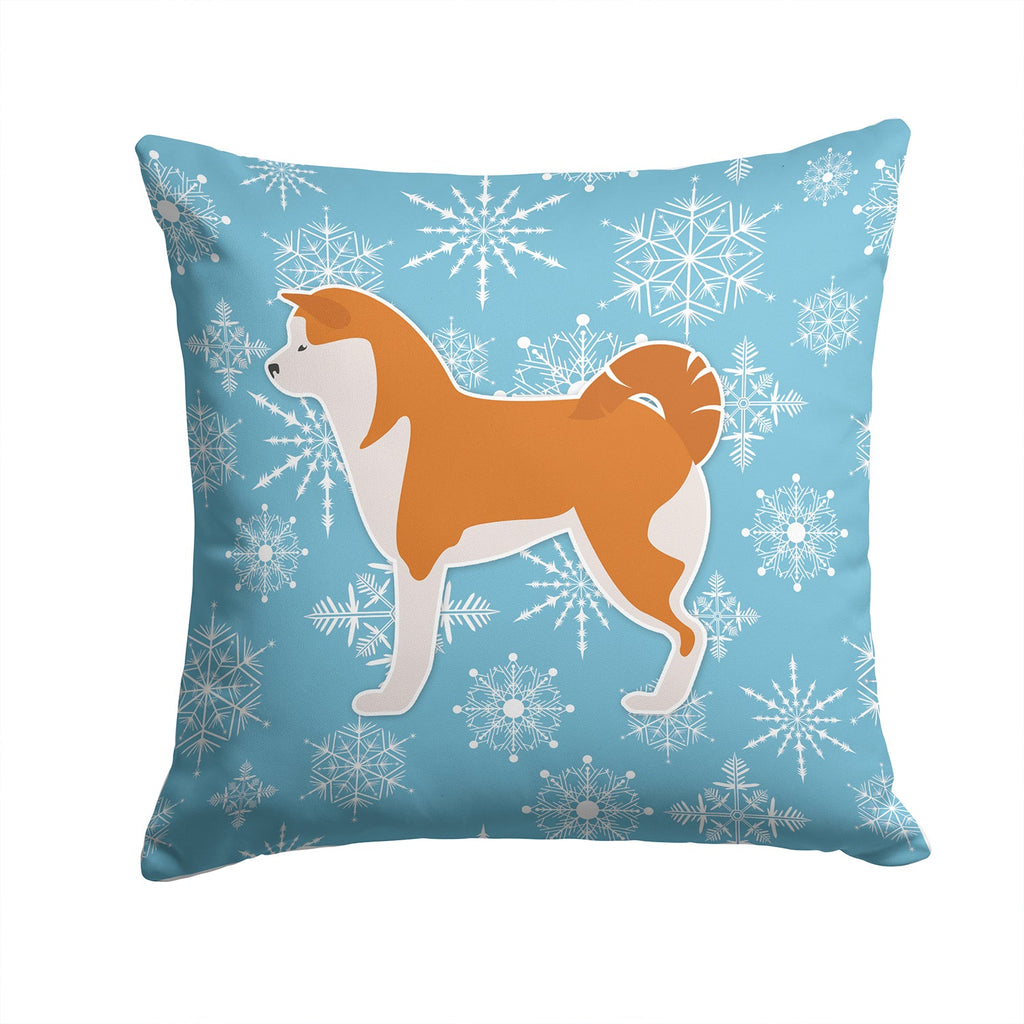 Winter Snowflake Akita Decorative Throw Pillow 14x14 Indoor Outdoor Accent Cushion, Fabric Cover with Insert for Sofa, Bed, Porch & Living Room