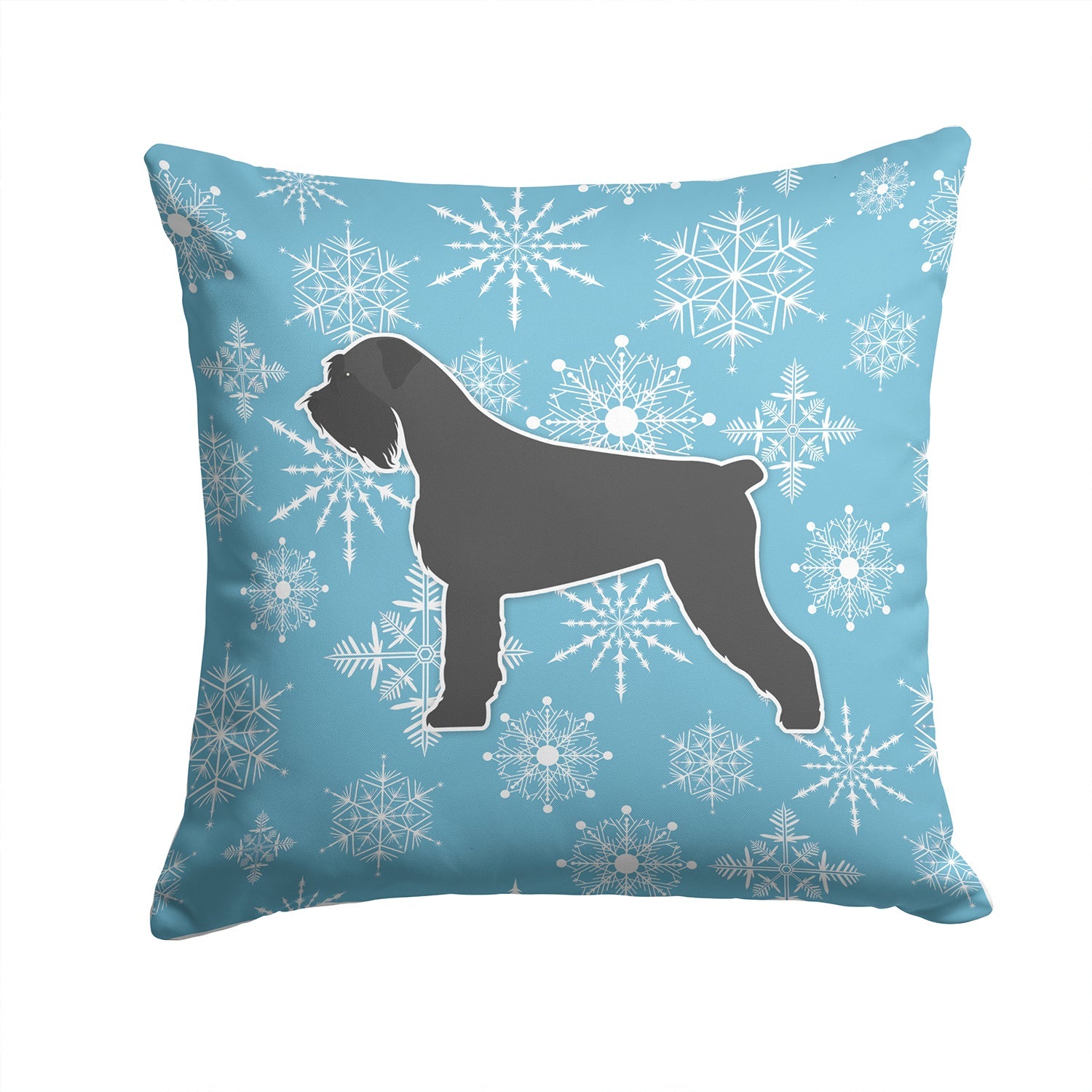 Winter Snowflake Giant Schnauzer Decorative Throw Pillow 14x14 Indoor Outdoor Accent Cushion, Fabric Cover with Insert for Sofa, Bed, Porch & Living Room
