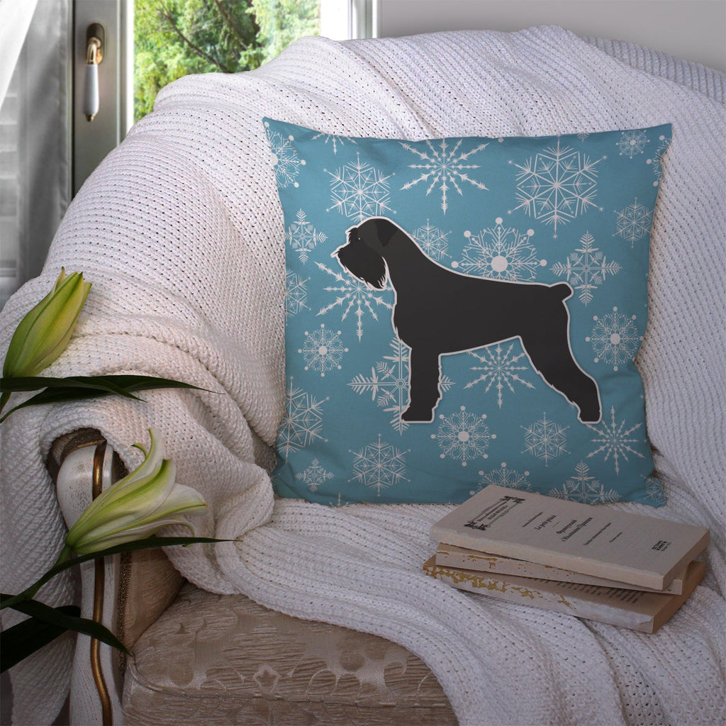 Winter Snowflake Giant Schnauzer Decorative Throw Pillow 14x14 Indoor Outdoor Accent Cushion, Fabric Cover with Insert for Sofa, Bed, Porch & Living Room