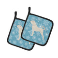 Winter Snowflake Anatolian Shepherd Pot Holder Set of 2 Heat Resistant Quilted Hot Pads 7.5 x 7.5 Inch, Insulated Kitchen Trivets for Cooking & Baking