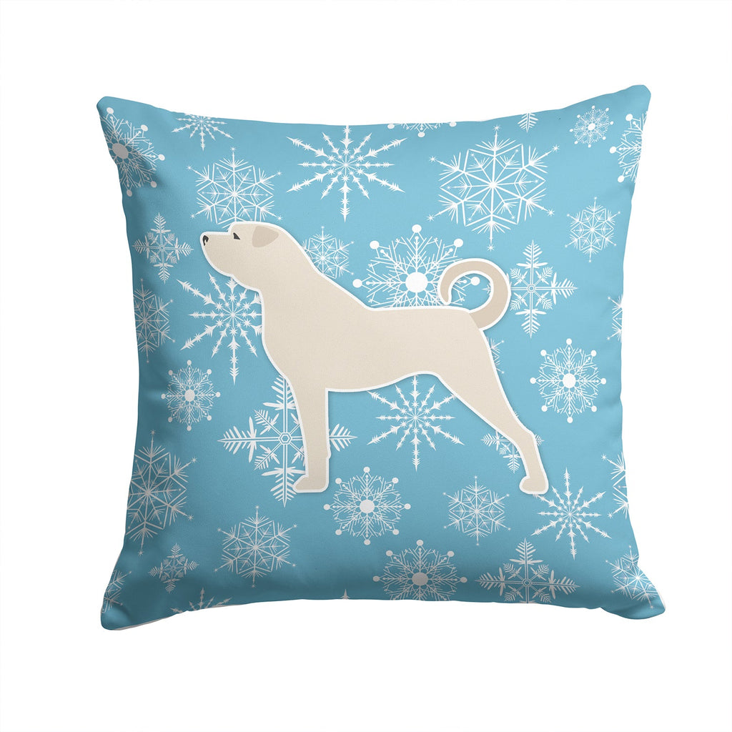 Winter Snowflake Anatolian Shepherd Decorative Throw Pillow 14x14 Indoor Outdoor Accent Cushion, Fabric Cover with Insert for Sofa, Bed, Porch & Living Room