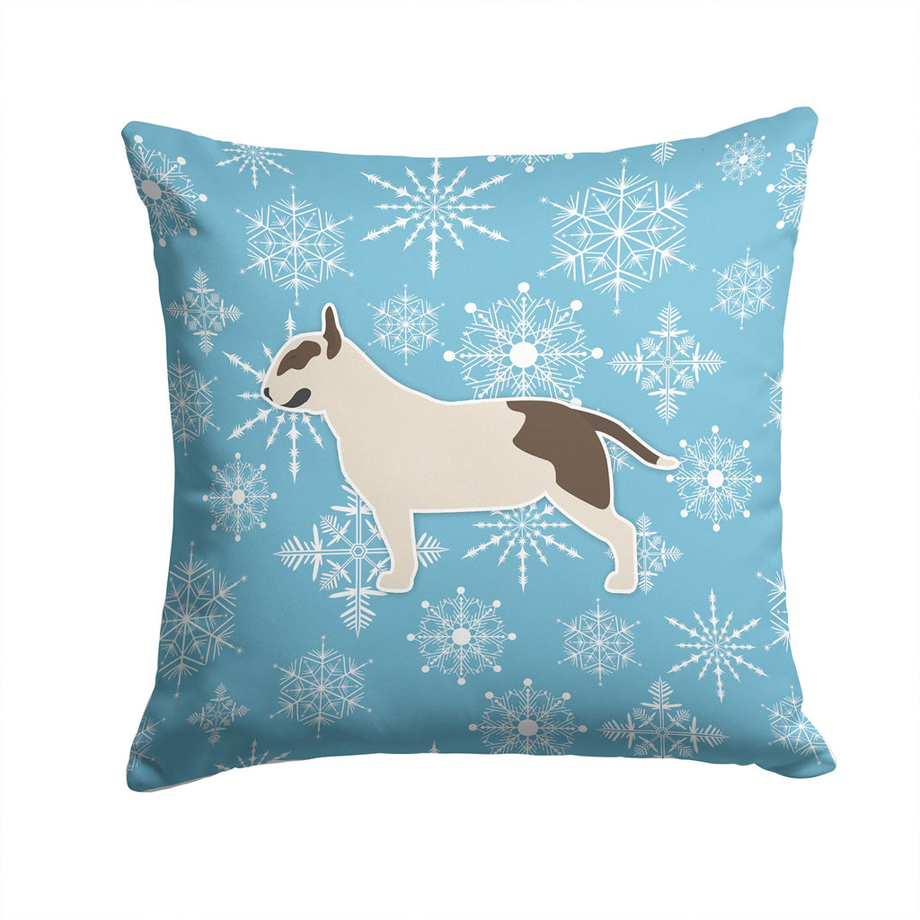 Winter Snowflake Bull Terrier Decorative Throw Pillow 14x14 Indoor Outdoor Accent Cushion, Fabric Cover with Insert for Sofa, Bed, Porch & Living Room