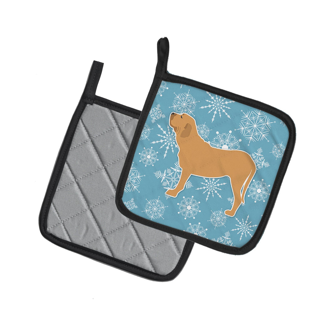 Winter Snowflake Fila Brasileiro Pot Holder Set of 2 Heat Resistant Quilted Hot Pads 7.5 x 7.5 Inch, Insulated Kitchen Trivets for Cooking & Baking