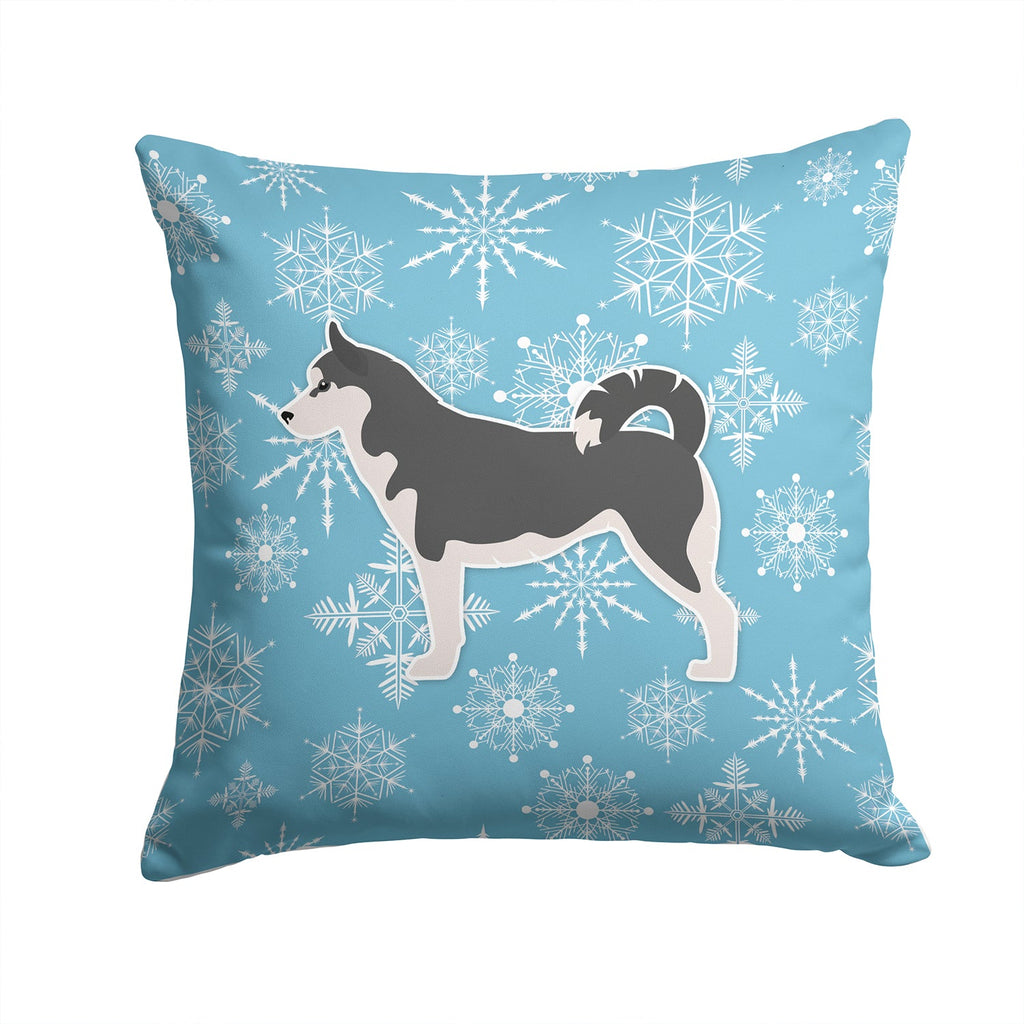 Winter Snowflake Siberian Husky Decorative Throw Pillow 14x14 Indoor Outdoor Accent Cushion, Fabric Cover with Insert for Sofa, Bed, Porch & Living Room