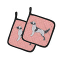 English Setter Checkerboard Pink Pot Holder Set of 2 Heat Resistant Quilted Hot Pads 7.5 x 7.5 Inch, Insulated Kitchen Trivets for Cooking & Baking
