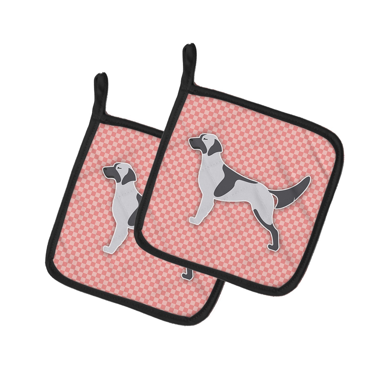 English Setter Checkerboard Pink Pot Holder Set of 2 Heat Resistant Quilted Hot Pads 7.5 x 7.5 Inch, Insulated Kitchen Trivets for Cooking & Baking