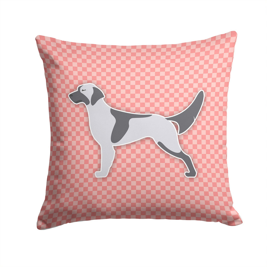 English Setter Checkerboard Pink Decorative Throw Pillow 14x14 Indoor Outdoor Accent Cushion, Fabric Cover with Insert for Sofa, Bed, Porch & Living Room