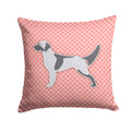 English Setter Checkerboard Pink Decorative Throw Pillow 14x14 Indoor Outdoor Accent Cushion, Fabric Cover with Insert for Sofa, Bed, Porch & Living Room