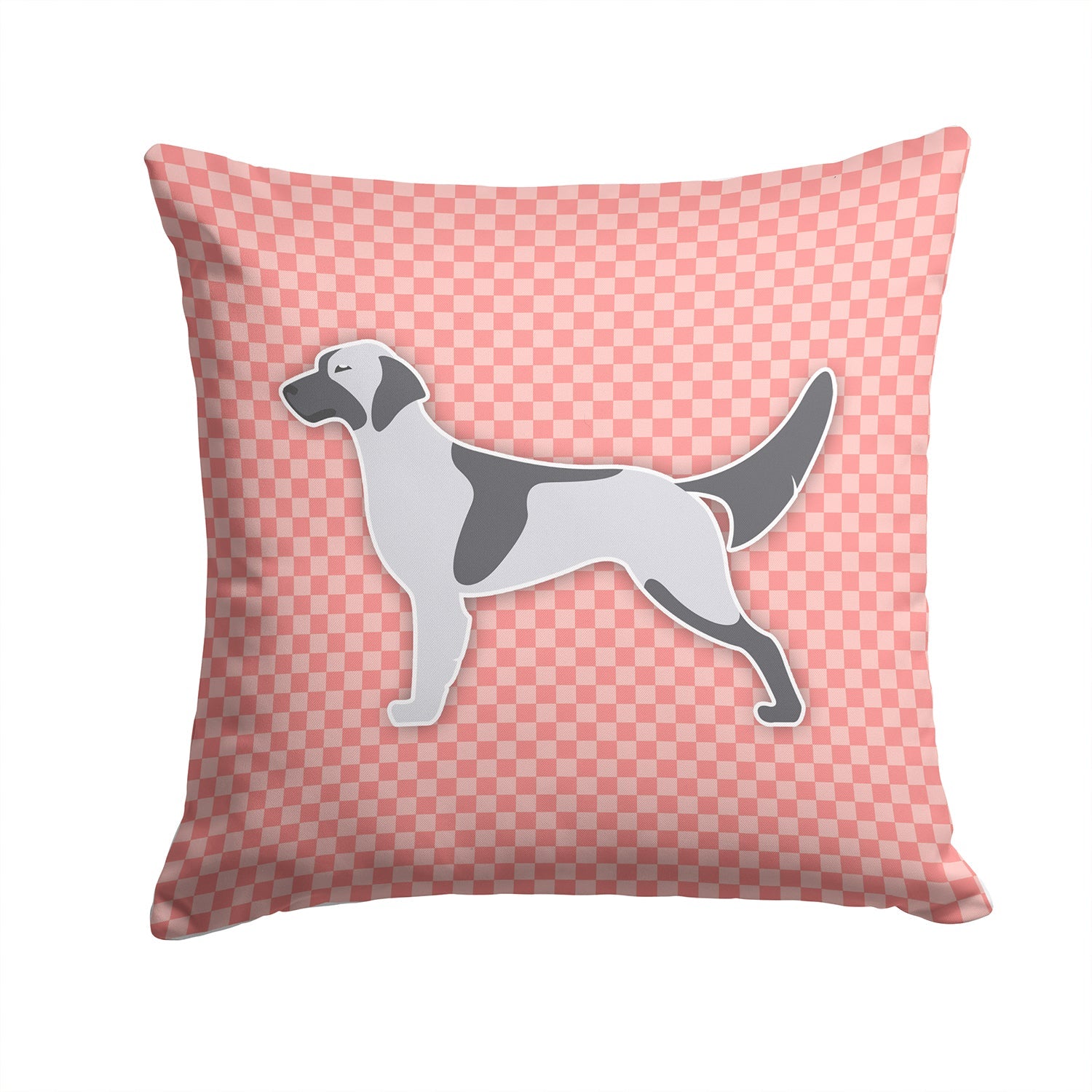 English Setter Checkerboard Pink Decorative Throw Pillow 14x14 Indoor Outdoor Accent Cushion, Fabric Cover with Insert for Sofa, Bed, Porch & Living Room