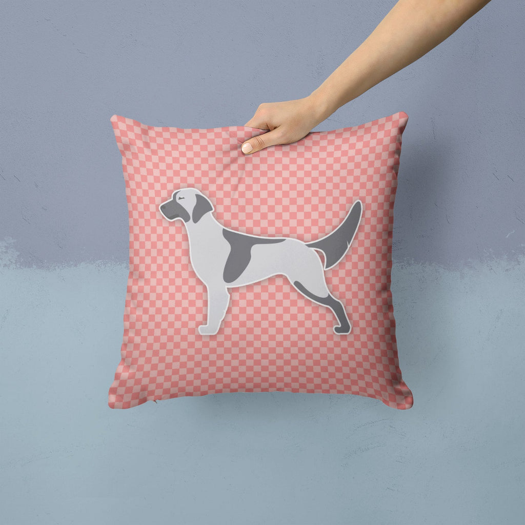 English Setter Checkerboard Pink Decorative Throw Pillow 14x14 Indoor Outdoor Accent Cushion, Fabric Cover with Insert for Sofa, Bed, Porch & Living Room