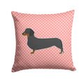 Dachshund Checkerboard Pink Decorative Throw Pillow 14x14 Indoor Outdoor Accent Cushion, Fabric Cover with Insert for Sofa, Bed, Porch & Living Room