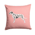 Dalmatian Checkerboard Pink Decorative Throw Pillow 14x14 Indoor Outdoor Accent Cushion, Fabric Cover with Insert for Sofa, Bed, Porch & Living Room