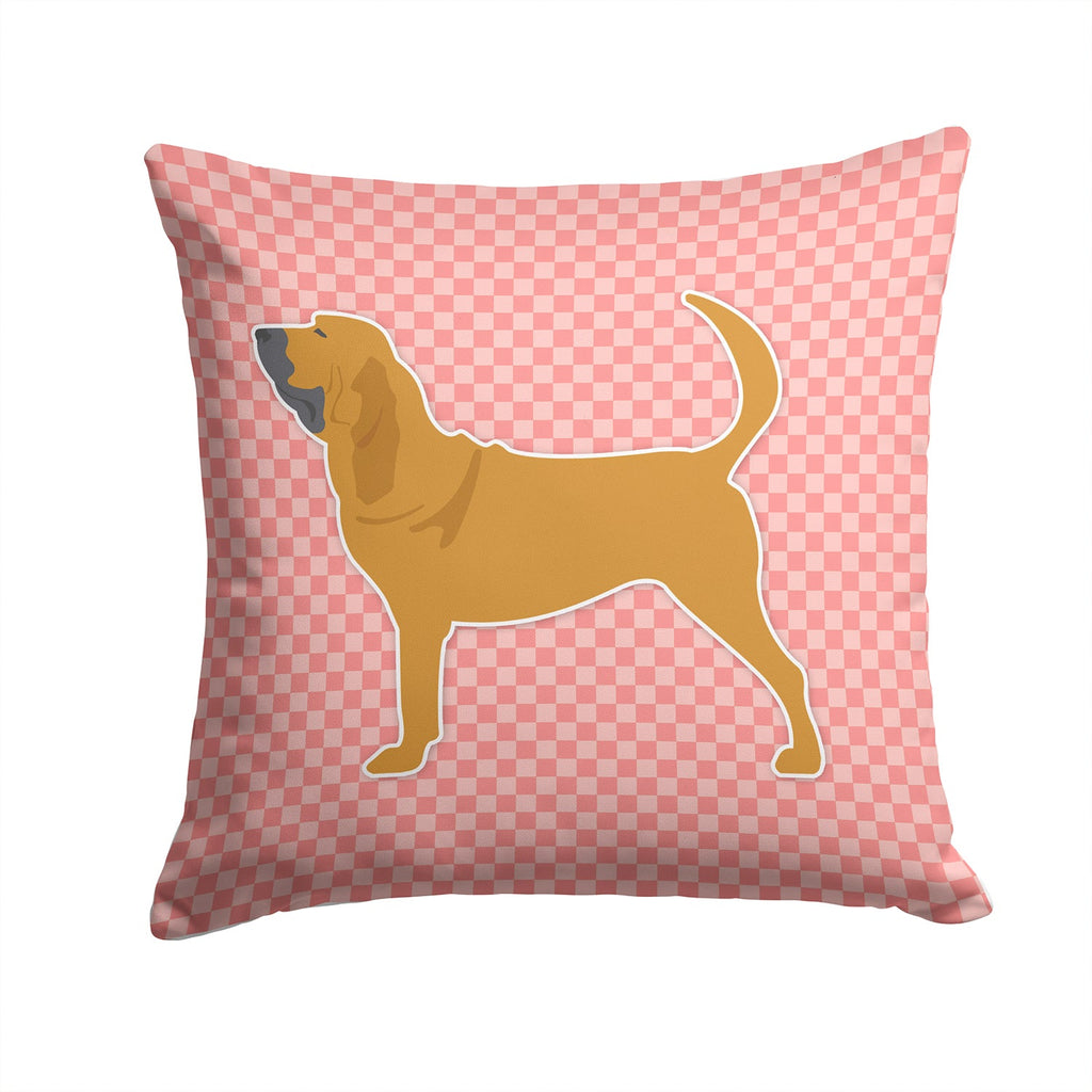 Bloodhound Checkerboard Pink Decorative Throw Pillow 14x14 Indoor Outdoor Accent Cushion, Fabric Cover with Insert for Sofa, Bed, Porch & Living Room