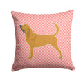 Bloodhound Checkerboard Pink Decorative Throw Pillow 14x14 Indoor Outdoor Accent Cushion, Fabric Cover with Insert for Sofa, Bed, Porch & Living Room