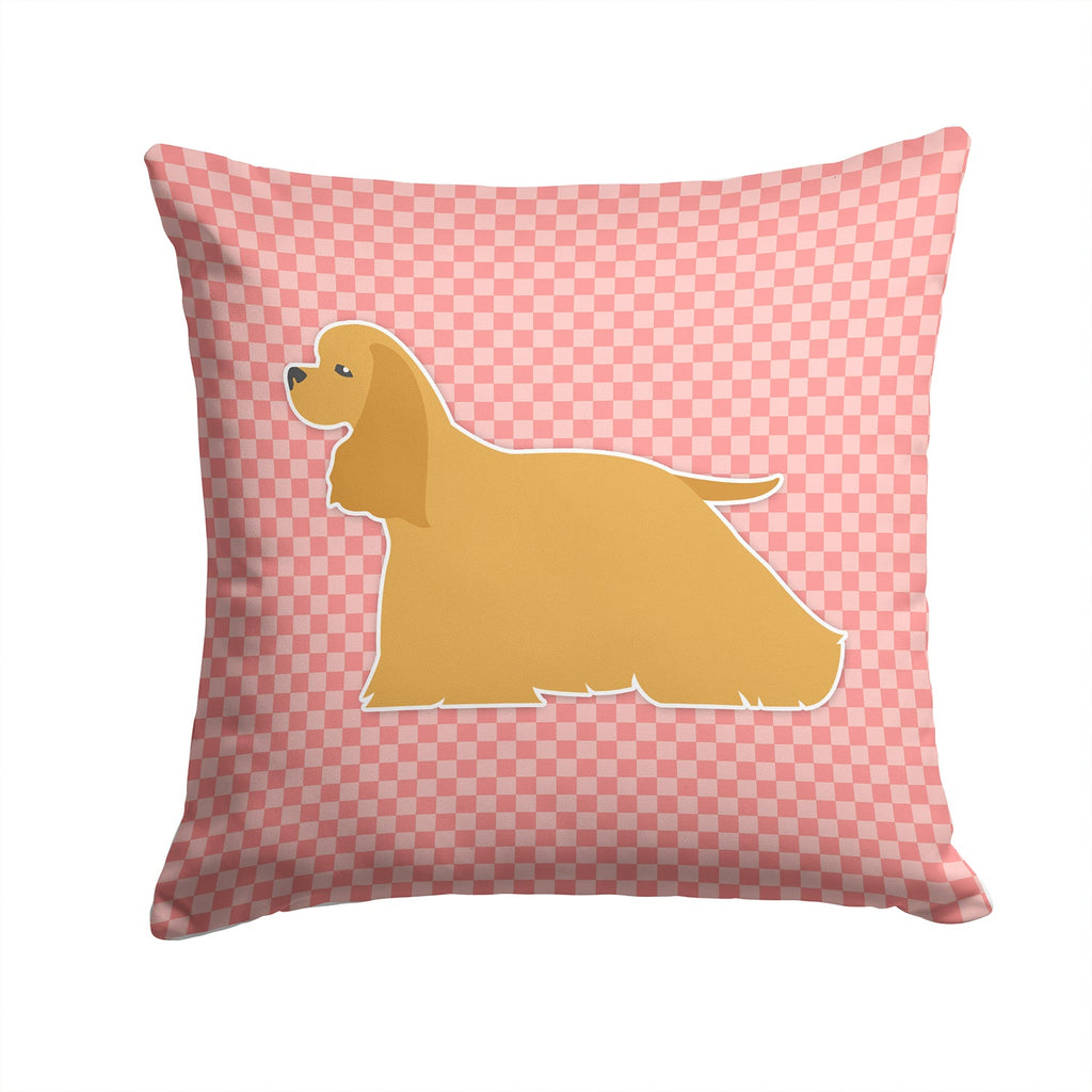 Cocker Spaniel Checkerboard Pink Decorative Throw Pillow 14x14 Indoor Outdoor Accent Cushion, Fabric Cover with Insert for Sofa, Bed, Porch & Living Room