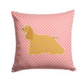 Cocker Spaniel Checkerboard Pink Decorative Throw Pillow 14x14 Indoor Outdoor Accent Cushion, Fabric Cover with Insert for Sofa, Bed, Porch & Living Room