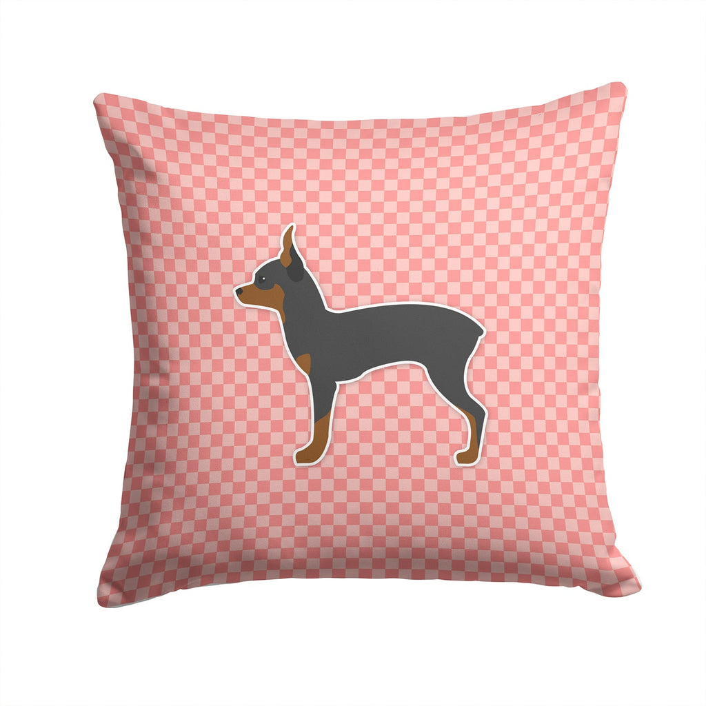 Toy Fox Terrier Checkerboard Pink Decorative Throw Pillow 14x14 Indoor Outdoor Accent Cushion, Fabric Cover with Insert for Sofa, Bed, Porch & Living Room
