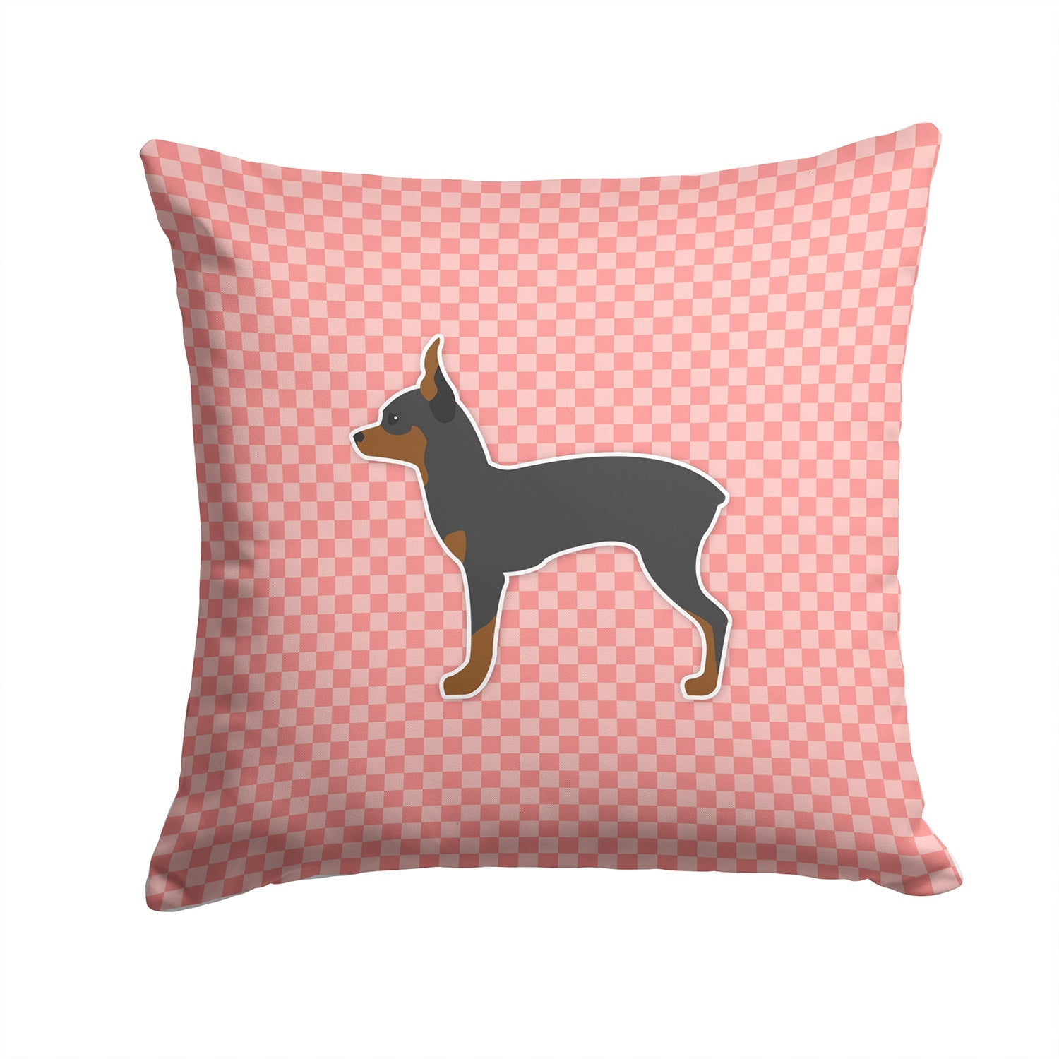 Toy Fox Terrier Checkerboard Pink Decorative Throw Pillow 14x14 Indoor Outdoor Accent Cushion, Fabric Cover with Insert for Sofa, Bed, Porch & Living Room