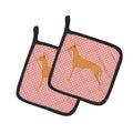 Pharaoh Hound Checkerboard Pink Pot Holder Set of 2 Heat Resistant Quilted Hot Pads 7.5 x 7.5 Inch, Insulated Kitchen Trivets for Cooking & Baking